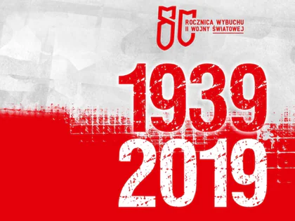 Grafika „80. rocznica wybuchu II wojny światowej 1939–2019” w barwach biało-czerwonych