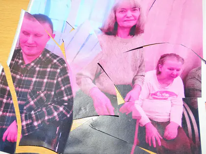Pocięte zdjęcie trzech mieszkańców ułożone jak puzzle