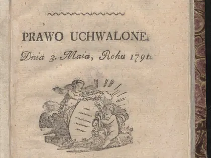 Karta tytułowa Konstytucji 3 Maja z napisem Ustawa Rządowa, Prawo uchwalone dnia 3 maja roku 1791